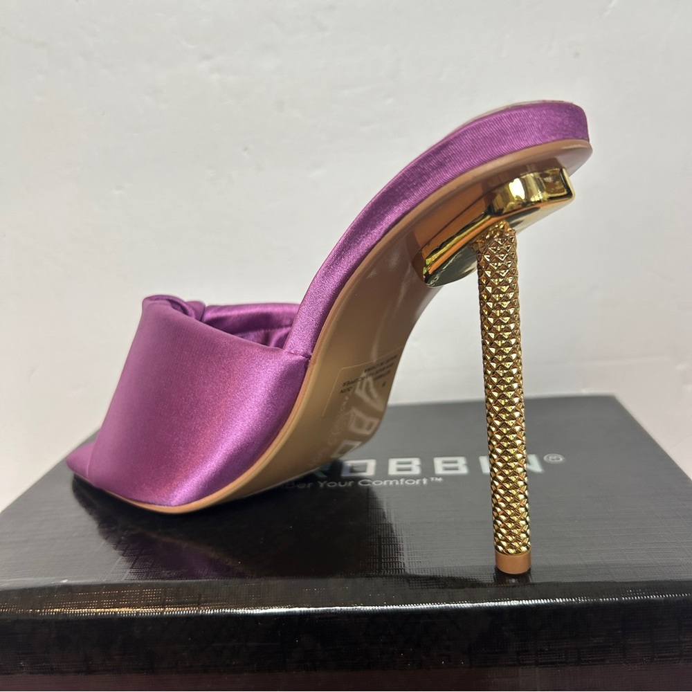 Cape Robbin Quin Square Toe High Heel Mules in Pink Satin NIB - Picture 4 of 7